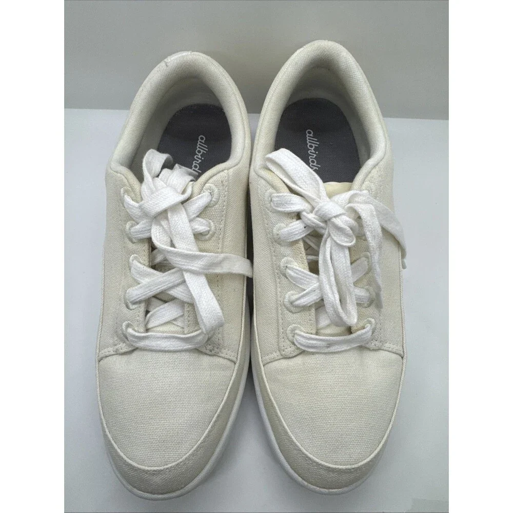 Allbirds Women's Lace Up Canvas Pacers Sneakers Shoes Casual Off White Size 8 - Picture 3 of 13
